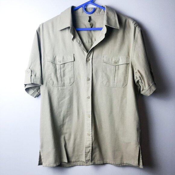 True Rock Khaki Button Down Shirt - Picture 1 of 9